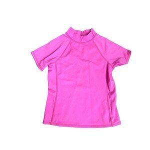Lands End Girls Pink Short Sleeve Rash Guard Swim Tee L